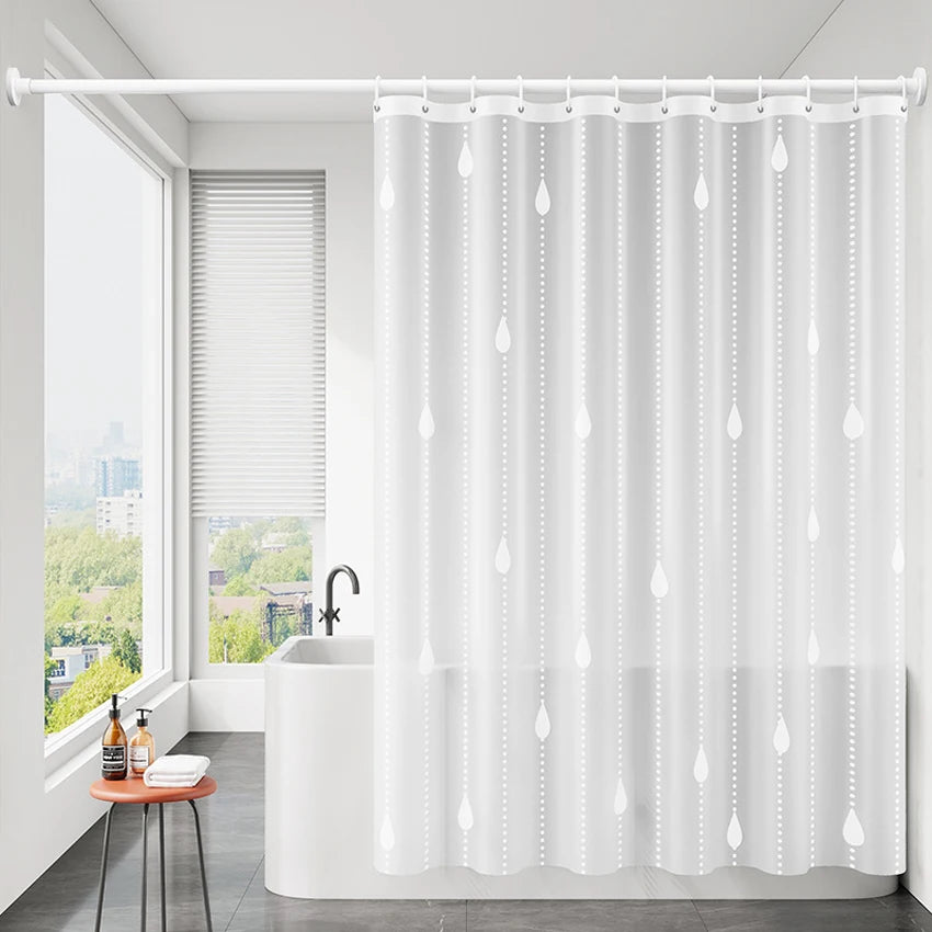 Rideau de douche transparent effet gouttes de pluie