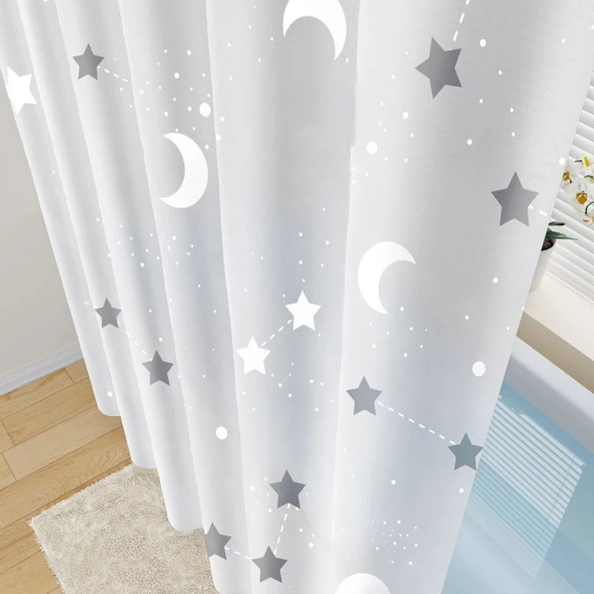 Rideau de douche transparent lune et étoiles