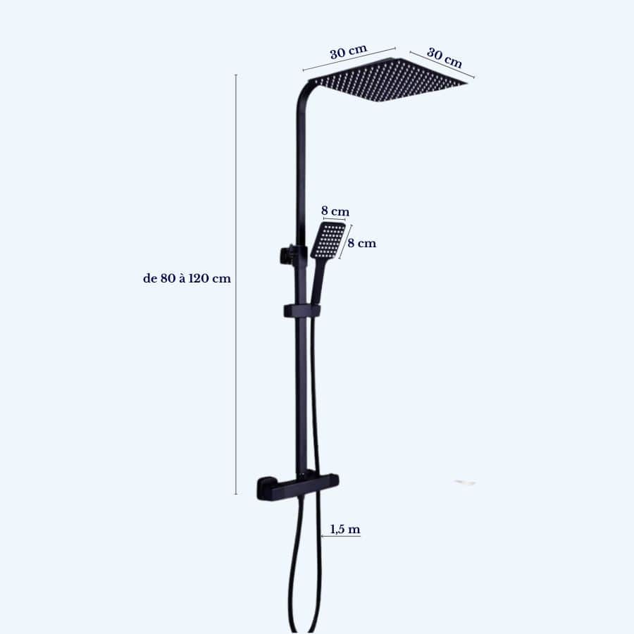Colonne de douche thermostatique au design chic Noir