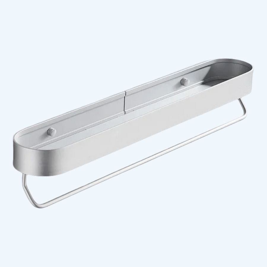 Étagère de douche blanche arrondie avec porte serviettes 38 cm + barre