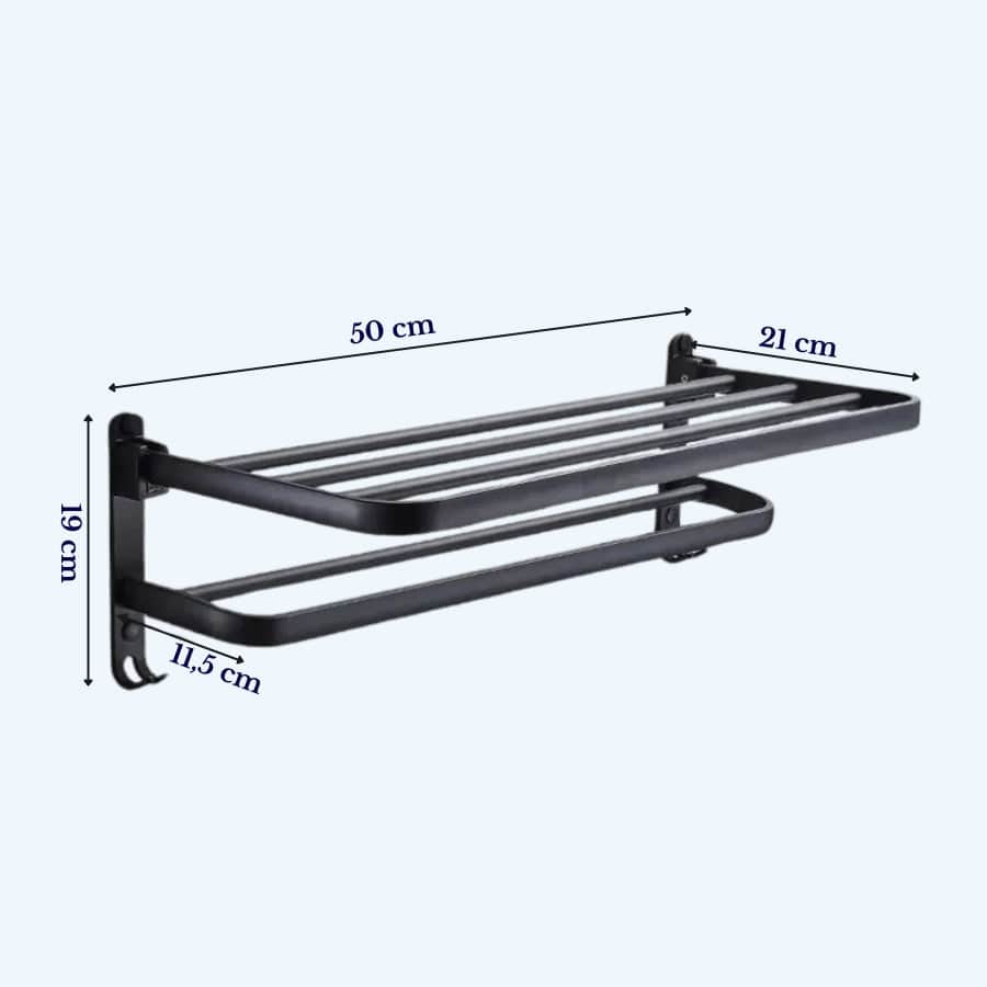 Porte-serviettes 50 cm rabattable | Escale Douche Noir