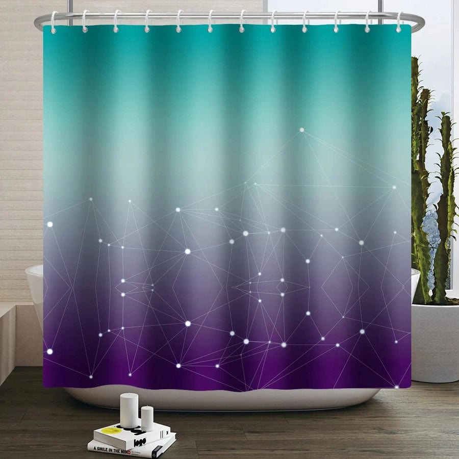rideau de douche dégradé bleu / violet avec motifs | EscaleDouche