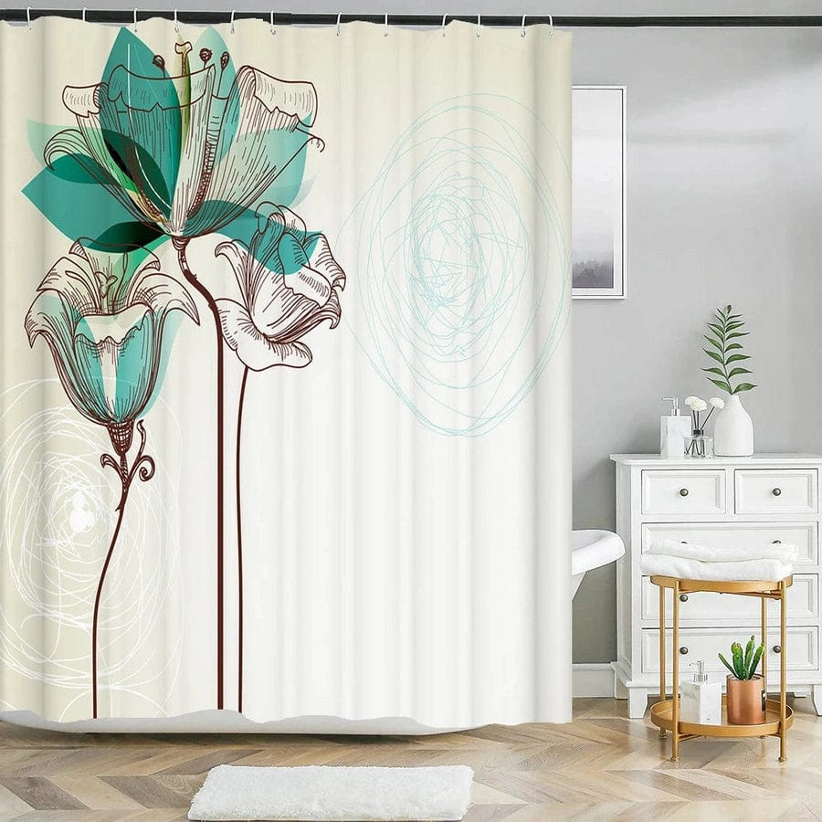 Rideau de douche fleurs design | Escale Douche