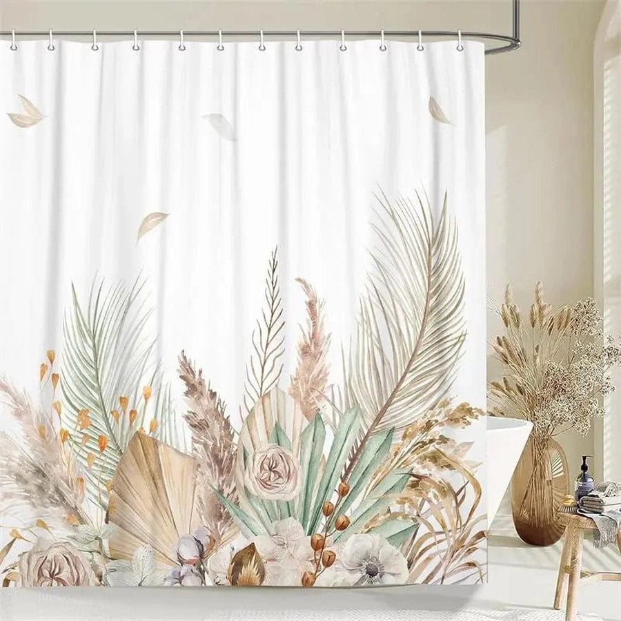 Rideau de douche fleurs et feuilles séchées | Escale Douche