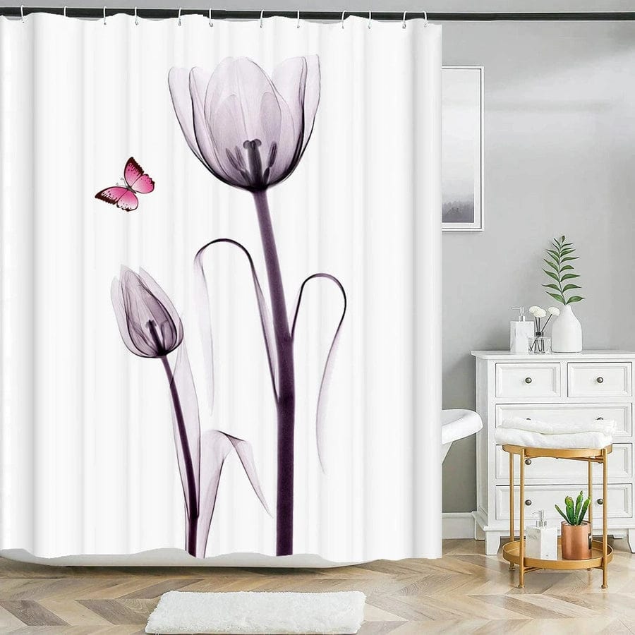 Rideau de douche fleurs violettes | Escale Douche