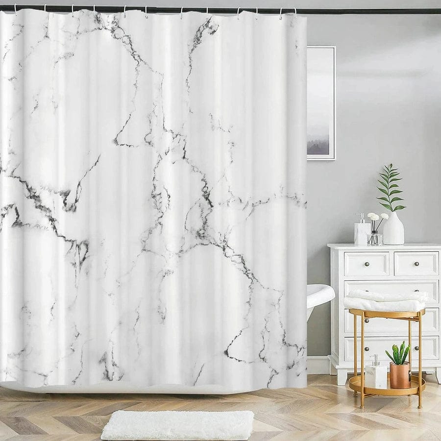 Rideau de douche marbre blanc / gris | Escale Douche