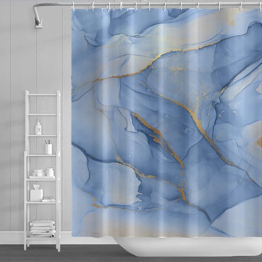 Rideau de douche marbre bleu pâle | Escale Douche