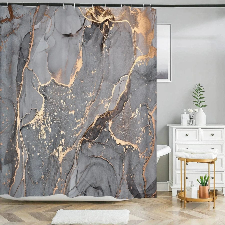 Rideau de douche marbre gris / or | Escale Douche