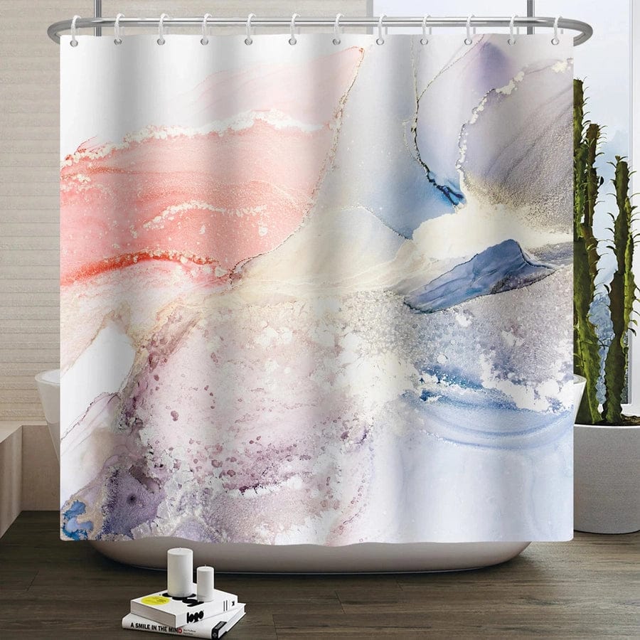 Rideau de douche marbre pastel | Escale Douche