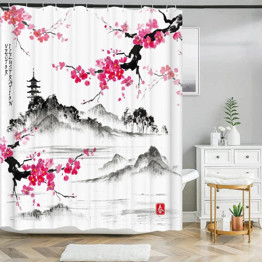 Rideau de douche paysage japonais | Escale Douche