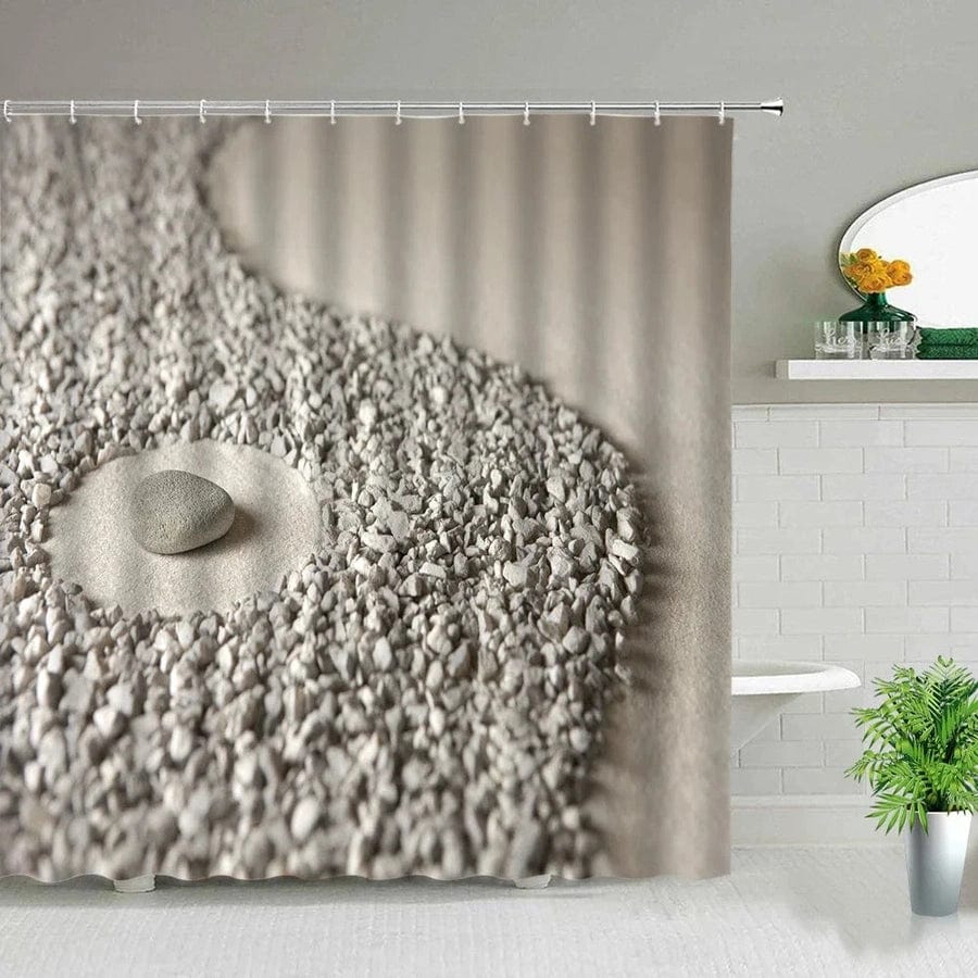 Rideau de douche zen cailloux | Escale Douche