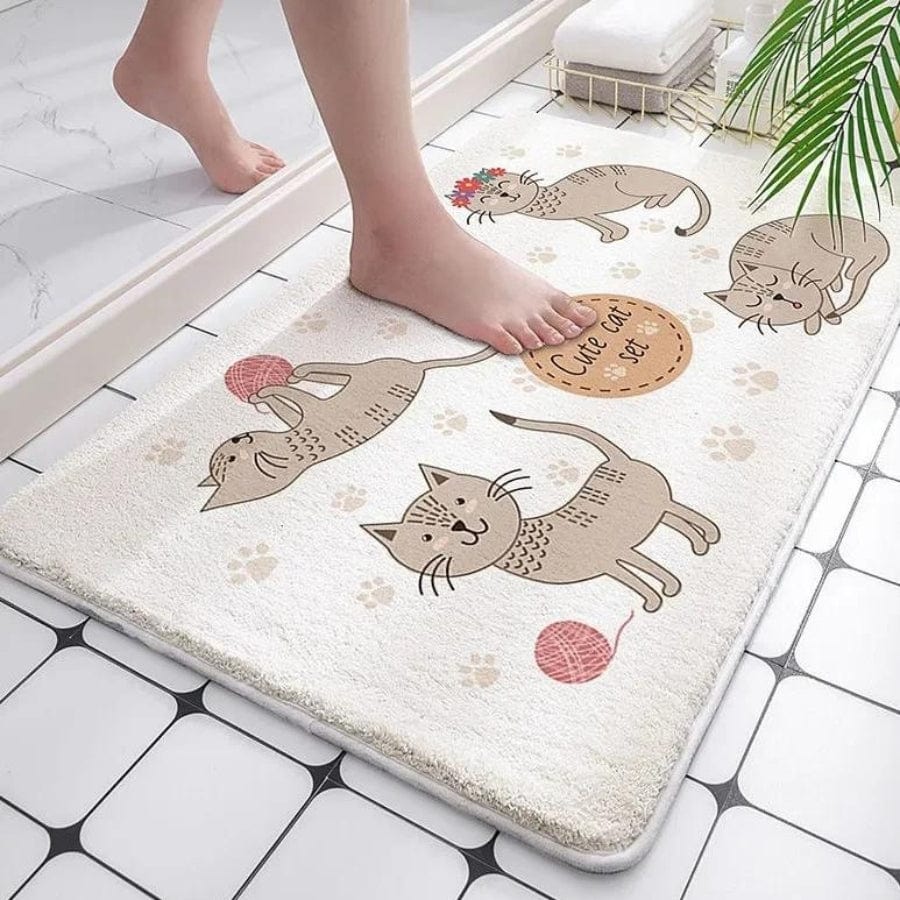 Tapis de bain design animalier | Escale Douche Chats / 40cm x 60cm