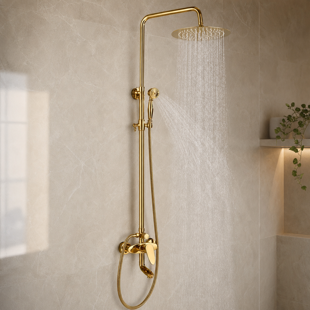 Colonne de douche dorée vintage Doré