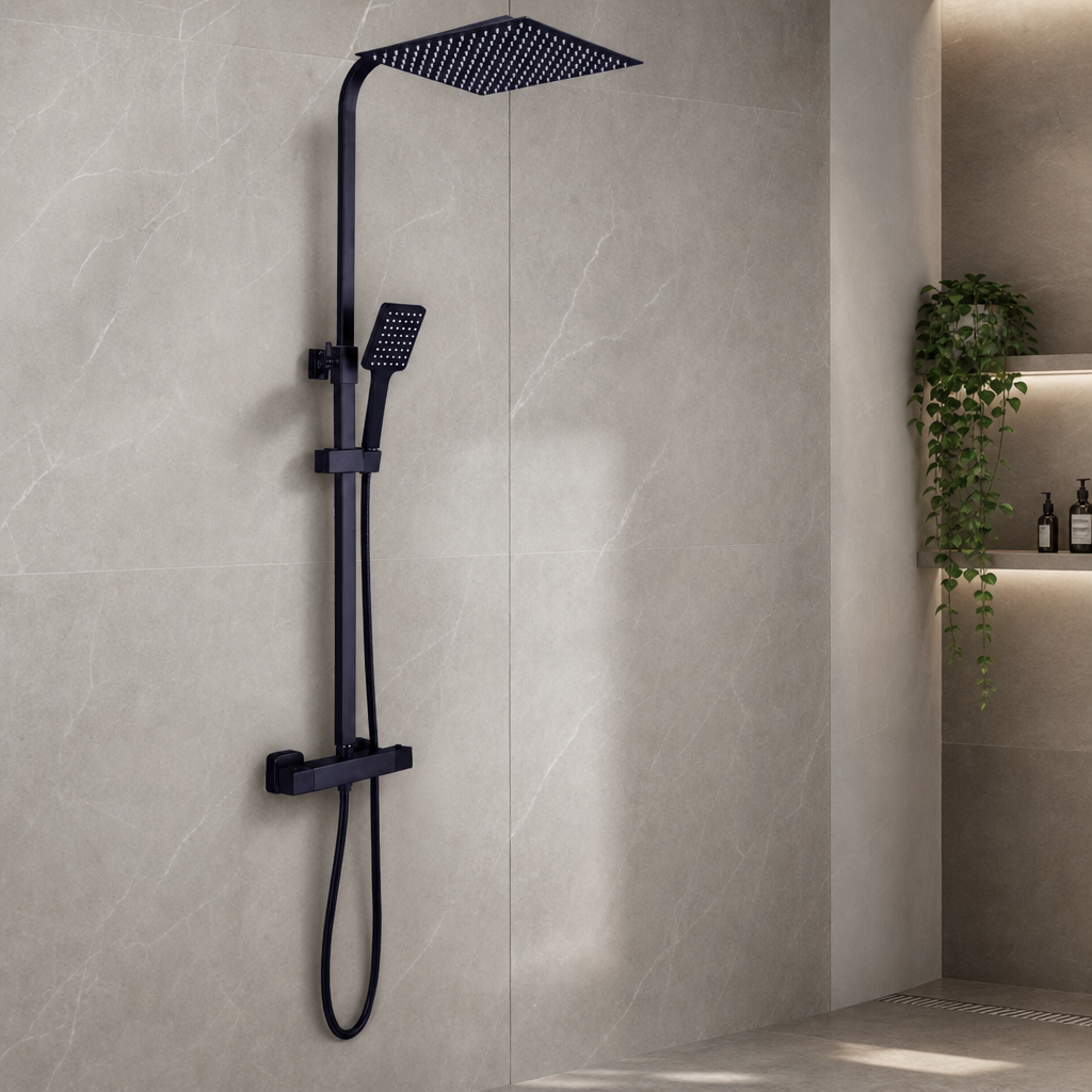 Colonne de douche thermostatique au design chic Noir