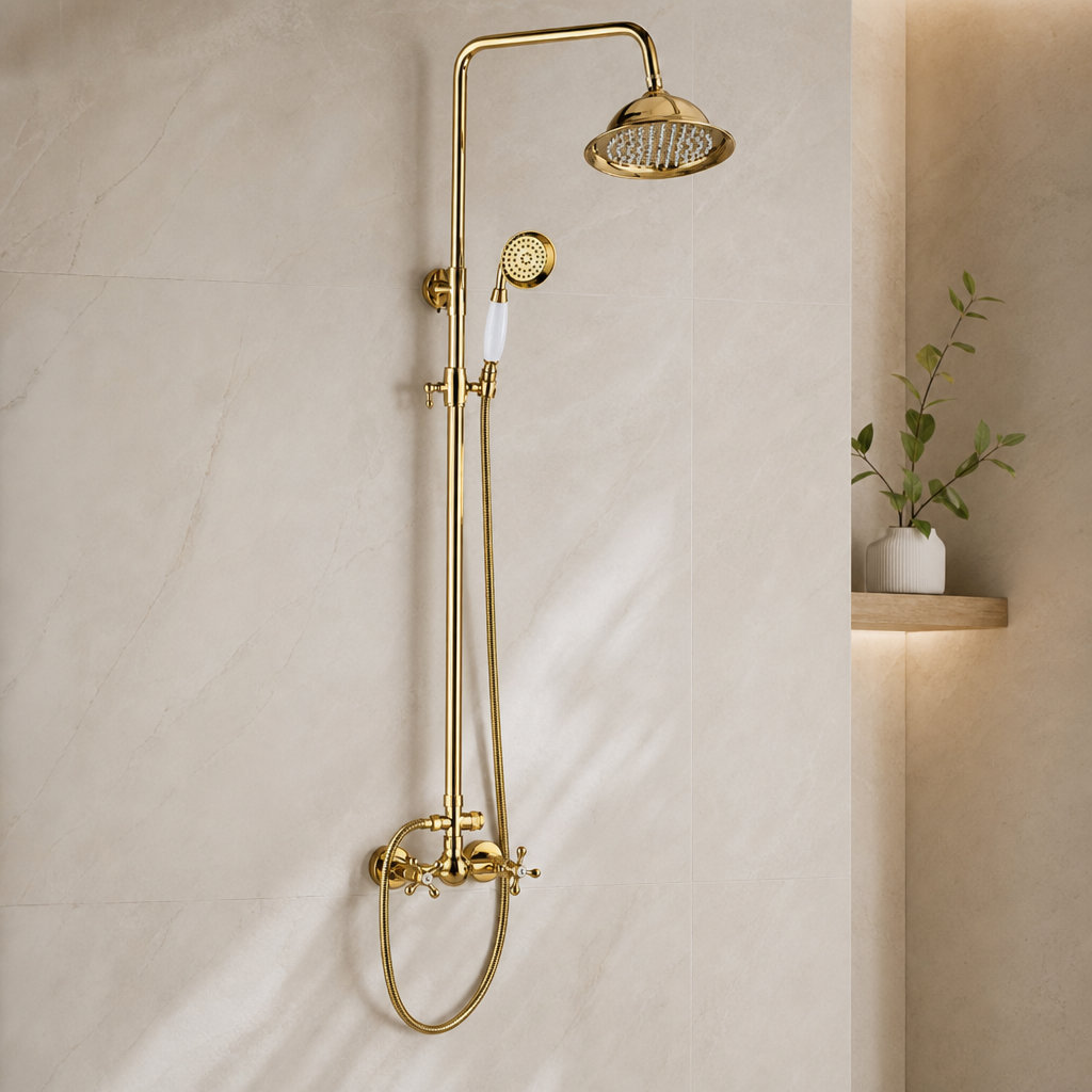 Colonne de douche dorée vintage Doré