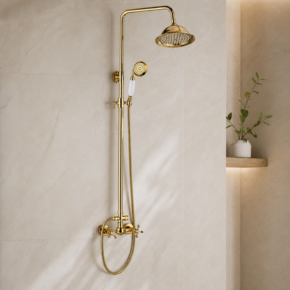 Colonne de douche dorée vintage Doré
