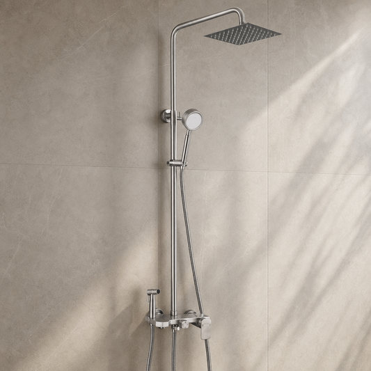 Colonne de douche en inox brossé Inox brossé