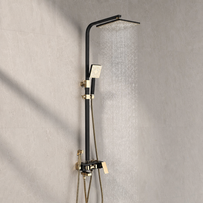 Colonne de douche design à effet pluie Noir et doré