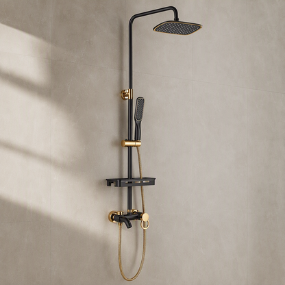 Colonne de douche noire et dorée Noir et doré