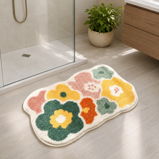 Tapis de bain fleuri