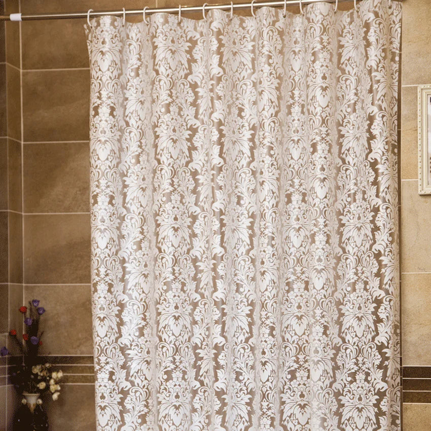 Rideau de douche transparent à fleurs