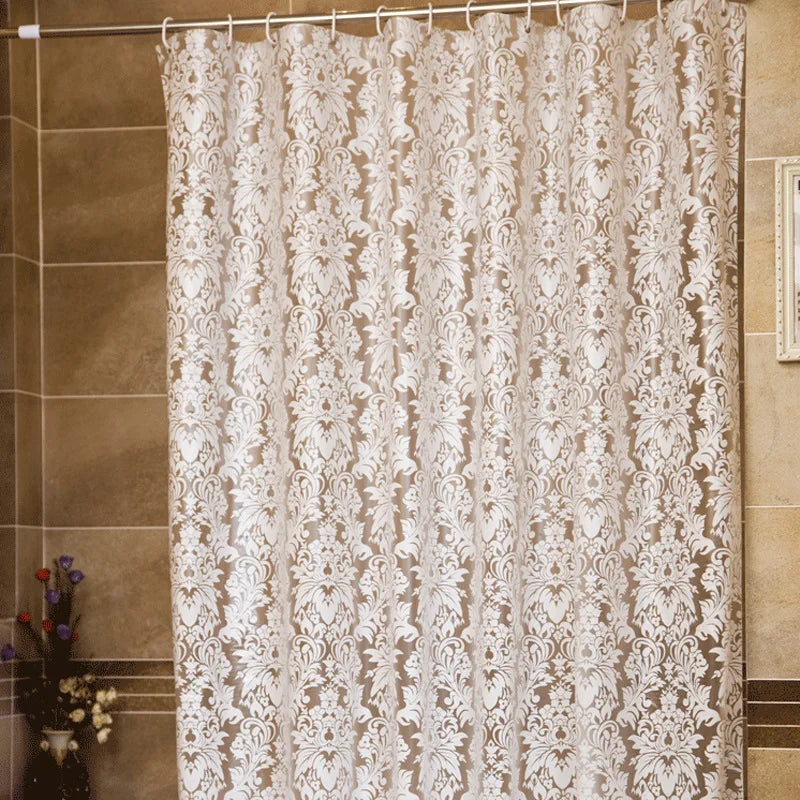 Rideau de douche transparent à fleurs