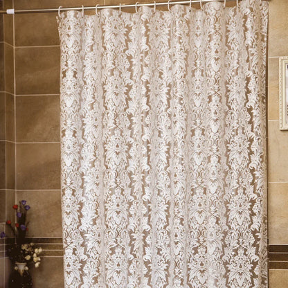 Rideau de douche transparent à fleurs