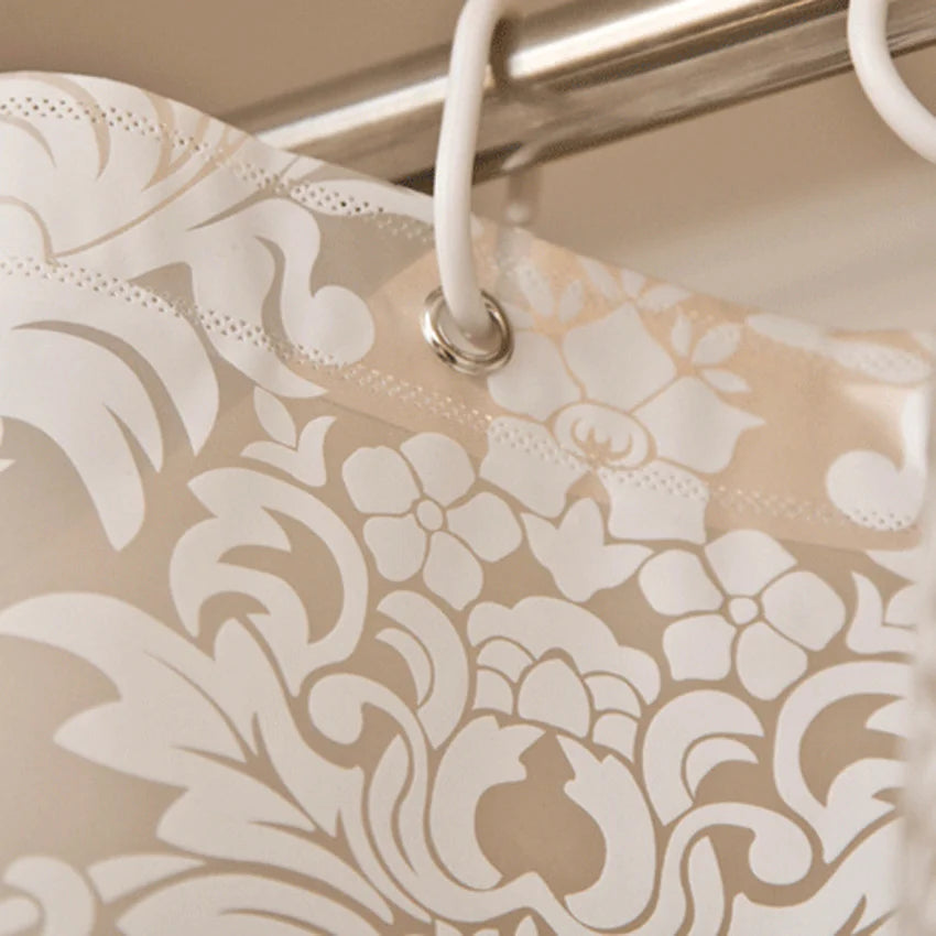 Rideau de douche transparent à fleurs