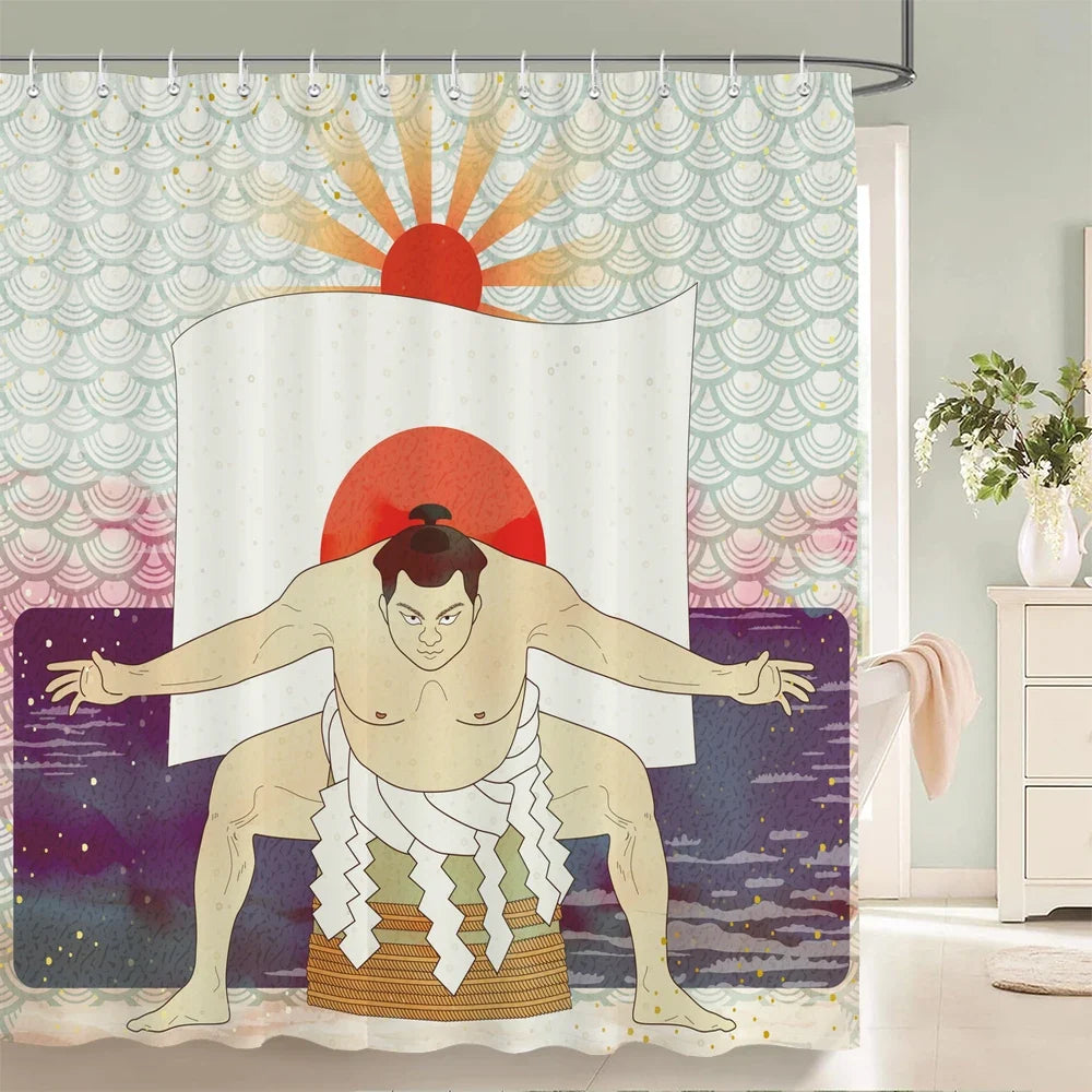 Rideau de douche sumo et soleil levant