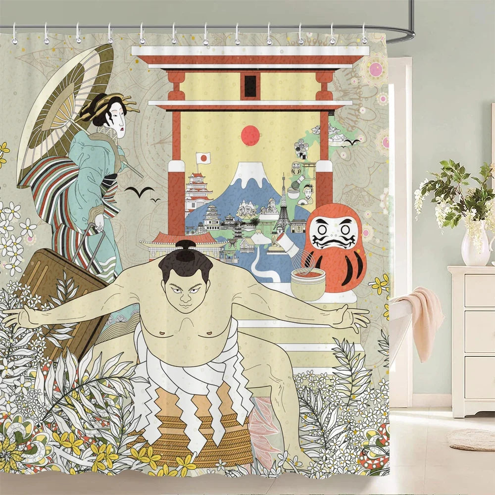 Rideau de douche sumo japonais