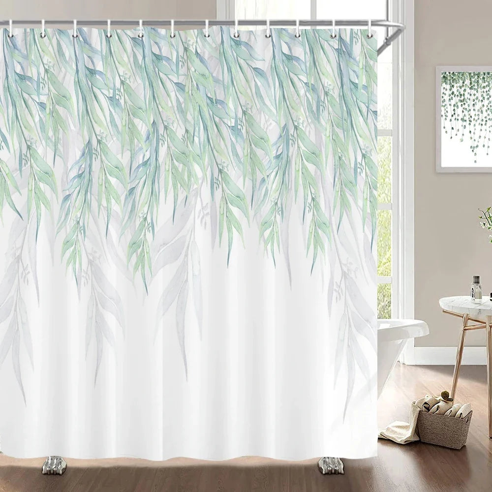 Rideau de douche feuillage aquarelle