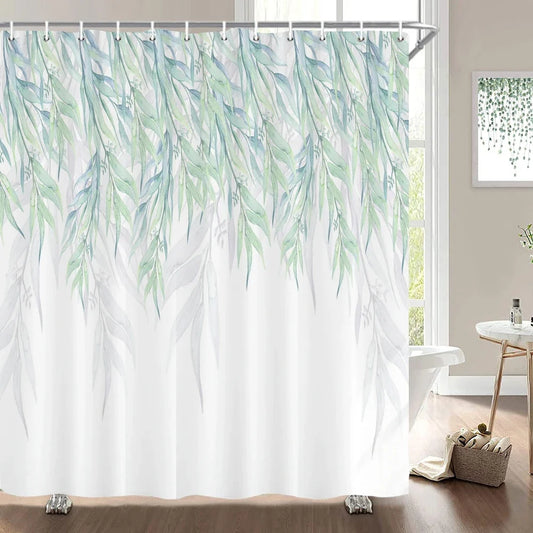Rideau de douche feuillage aquarelle