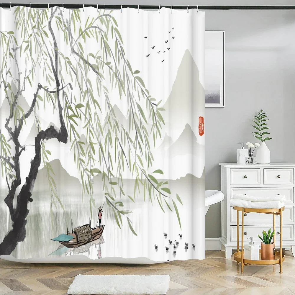 Rideau de douche bambou et bateau