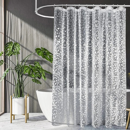 Rideau de douche transparent effet galets