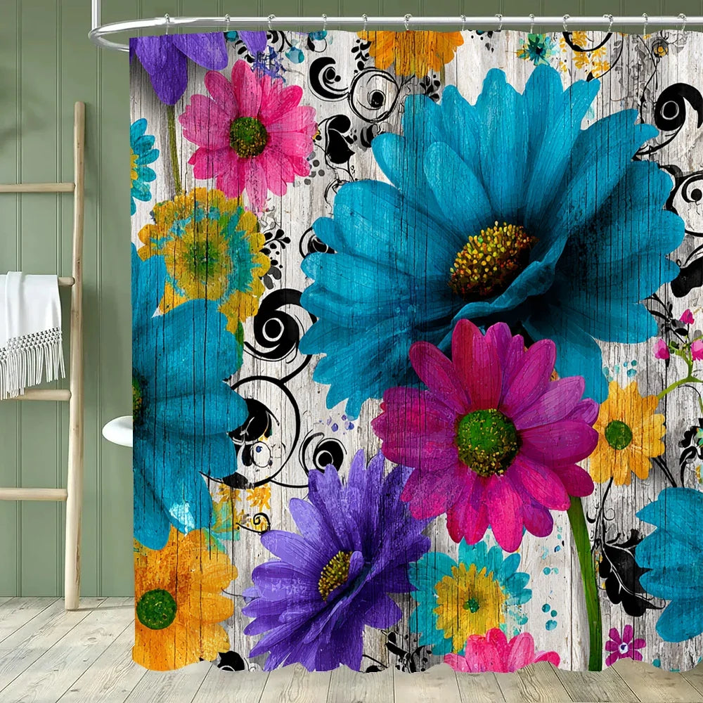 Rideau de douche fleurs colorées