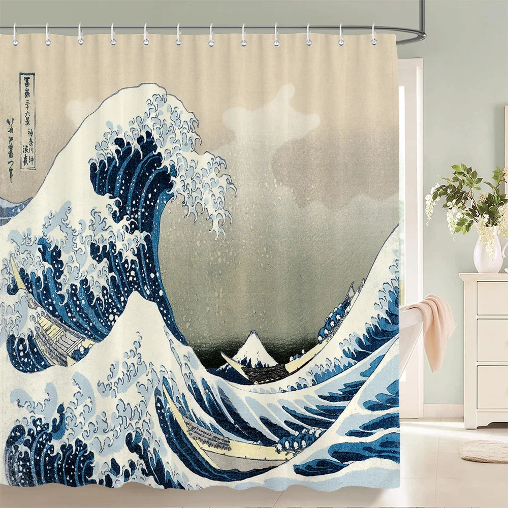 Rideau de douche vague de Kanagawa
