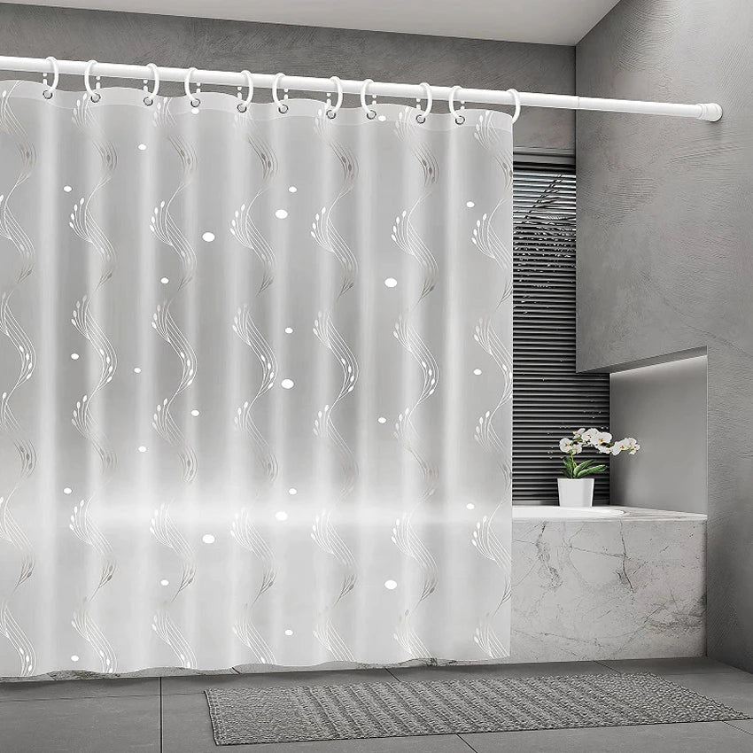 Rideau de douche transparent à lignes courbes