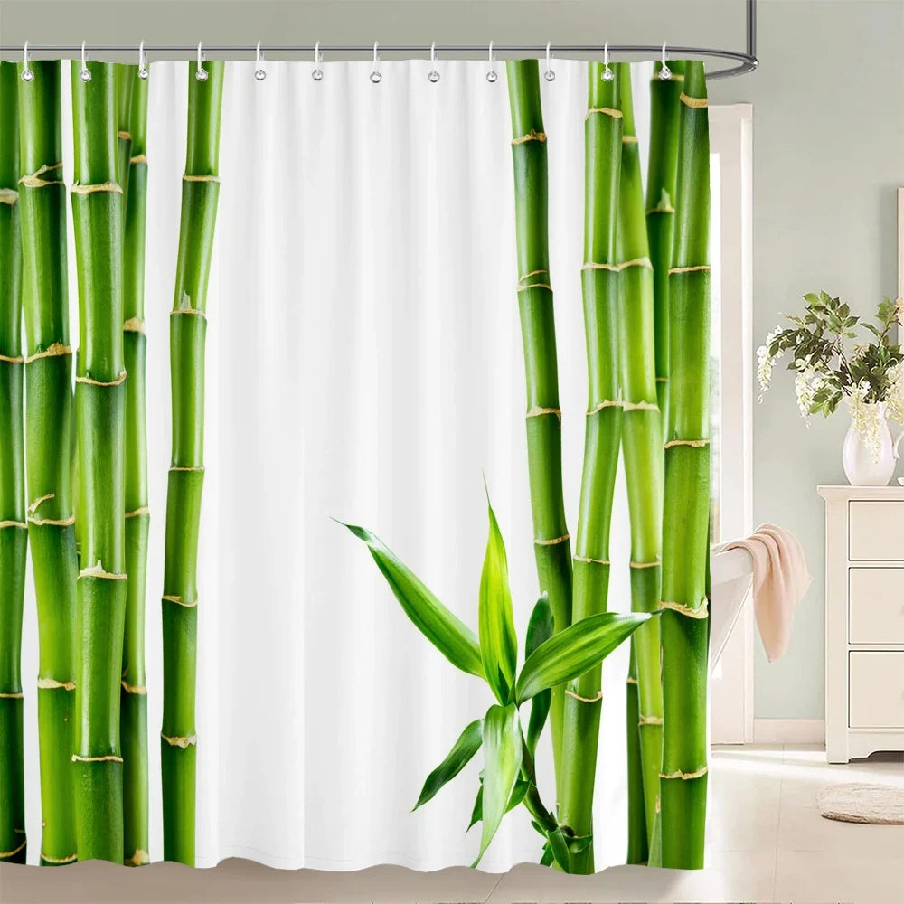 Rideau de douche bambou vert