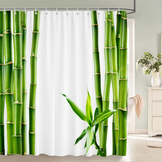 Rideau de douche bambou vert