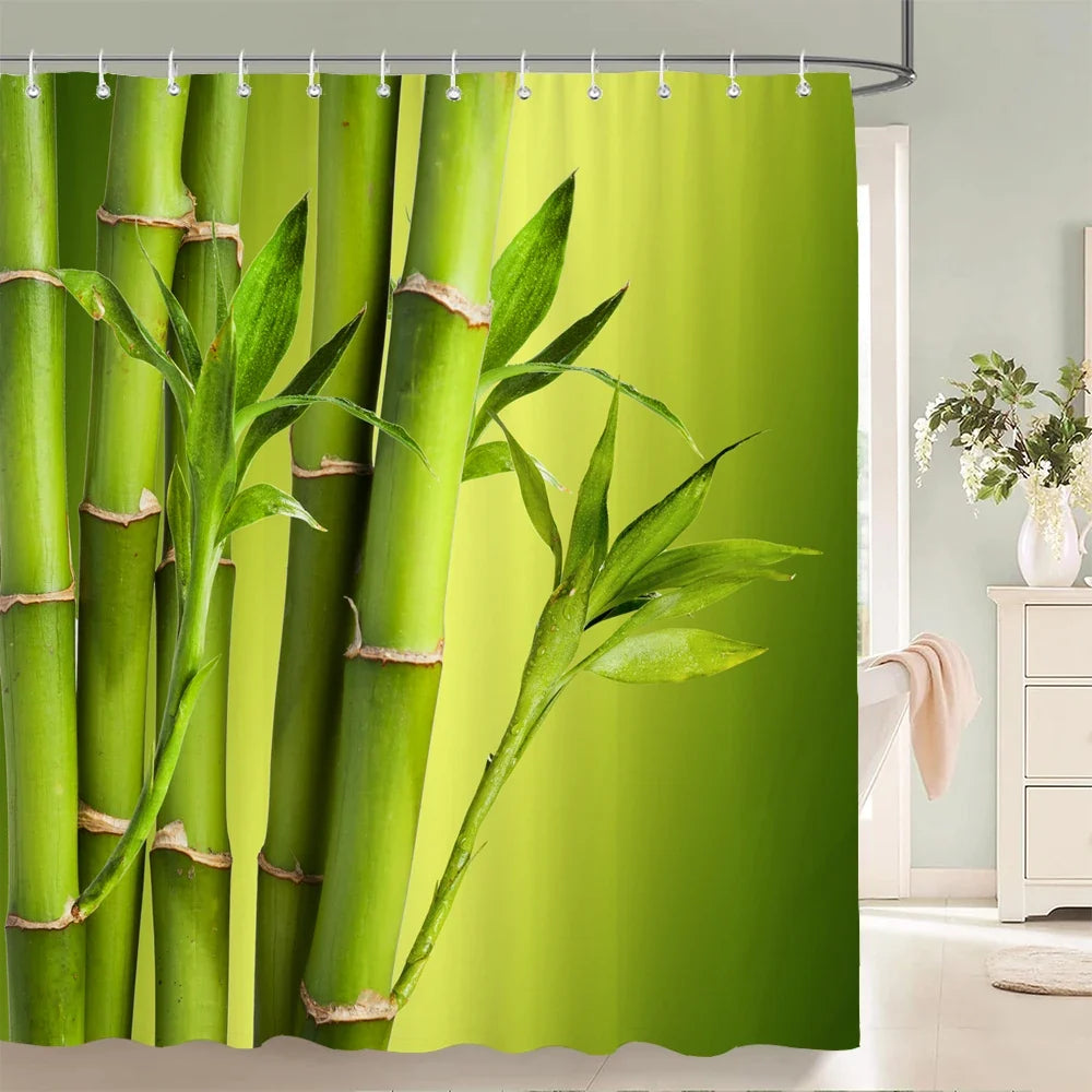 Rideau de douche bambou vert clair