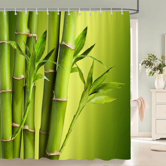 Rideau de douche bambou vert clair
