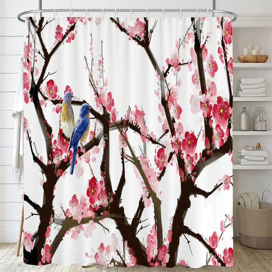 Rideau de douche cerisiers roses en fleurs
