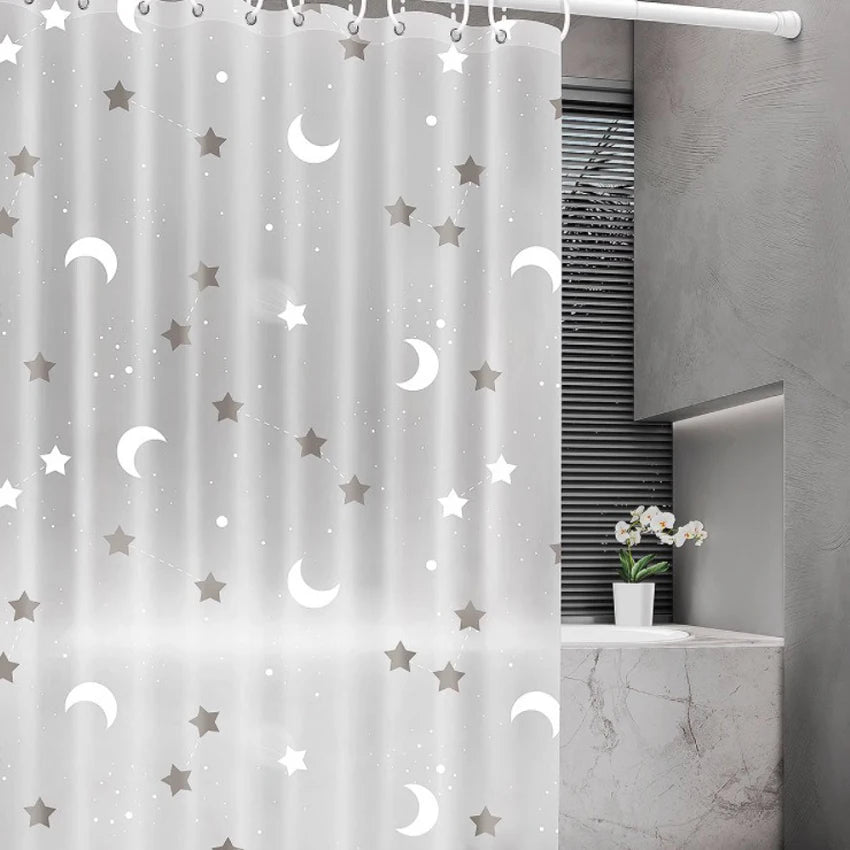 Rideau de douche transparent lune et étoiles