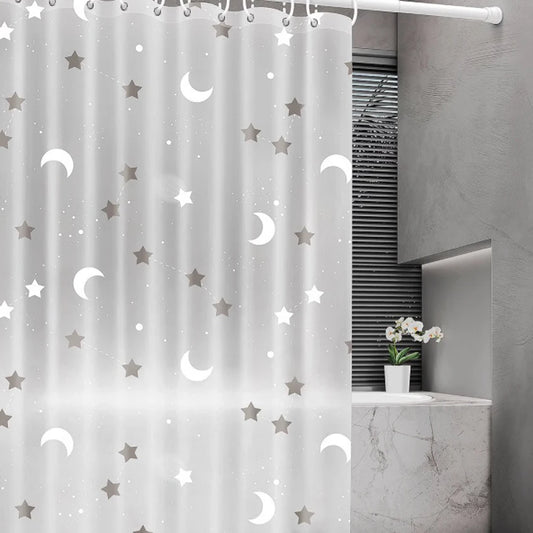 Rideau de douche transparent lune et étoiles