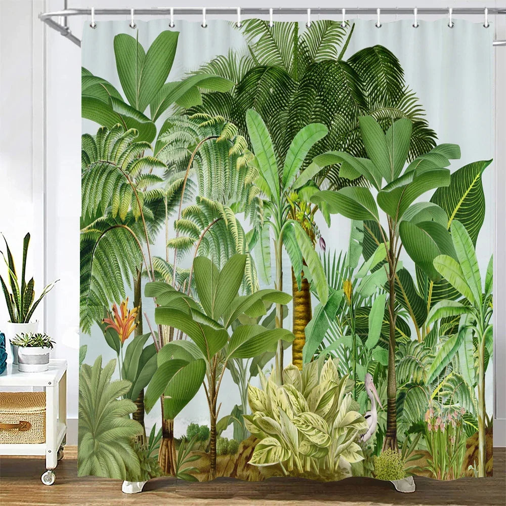 Rideau de douche jungle tropicale