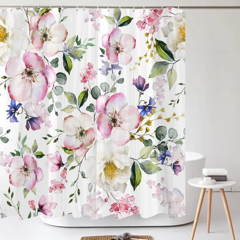 Rideau de douche fleurs pastel