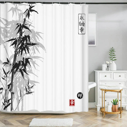 Rideau de douche bambou noir japonais