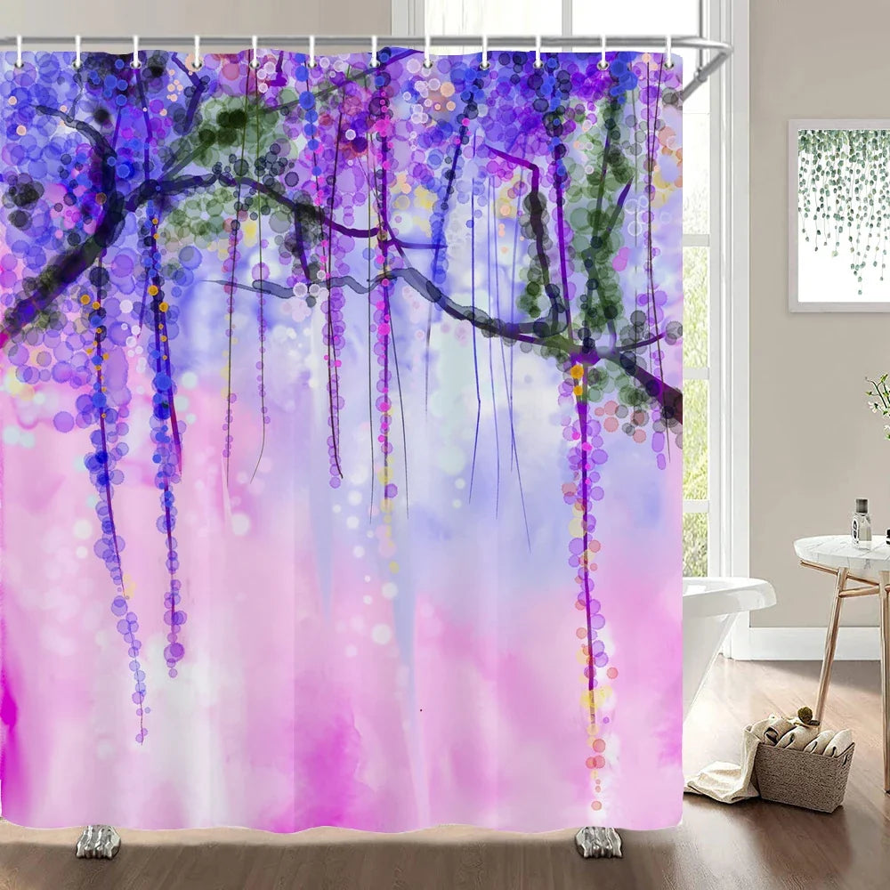 Rideau de douche glycines mauves