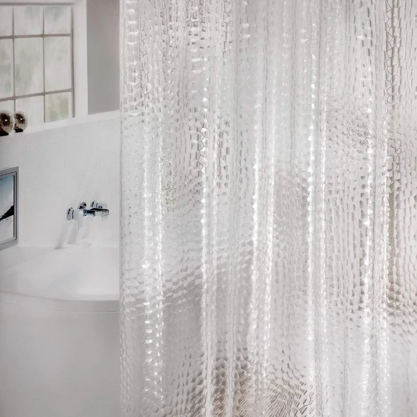 Rideau de douche transparent effet cubes d'eau
