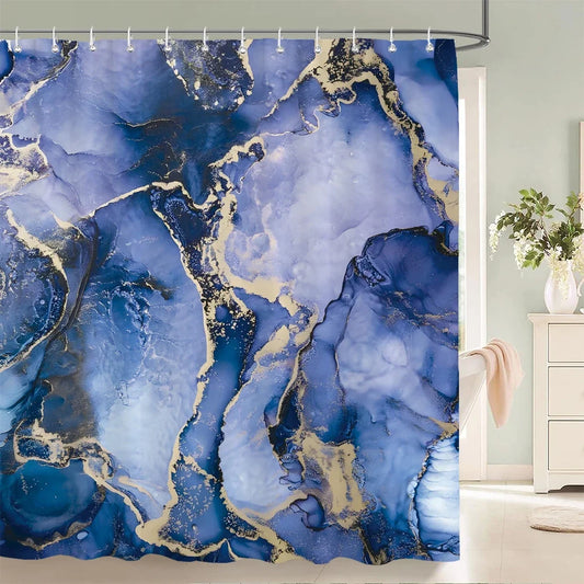 Rideau de douche marbre violet et or